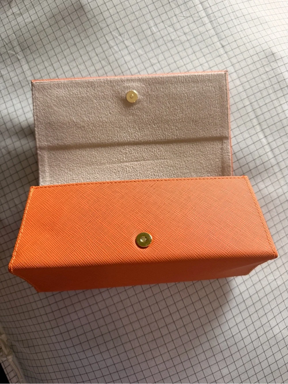 Tory Burch Orange Saffiano Leather Glasses Case